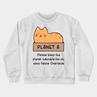 Orange Cat - Habitable Planet (White) Crewneck Sweatshirt